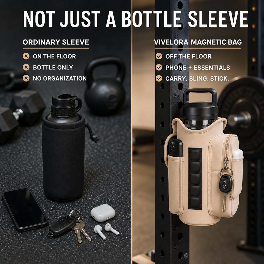 VIVELORA Magnetic Gym Bottle Bag