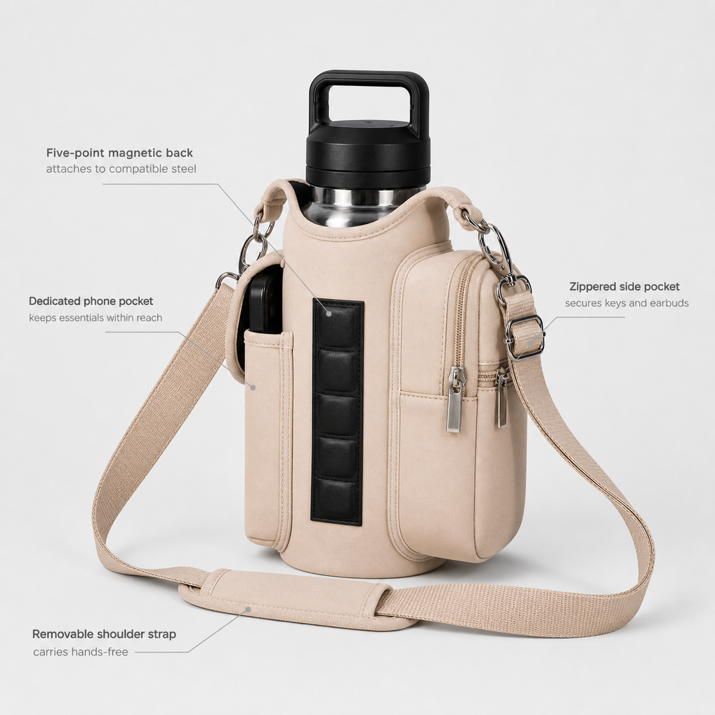 VIVELORA Magnetic Gym Bottle Bag